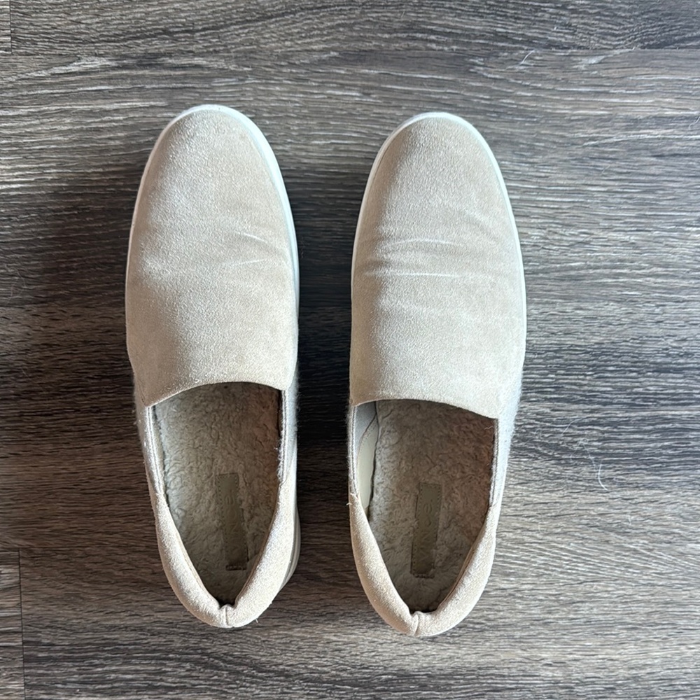 Women Slip-On Suede Casual Shoes in Beige